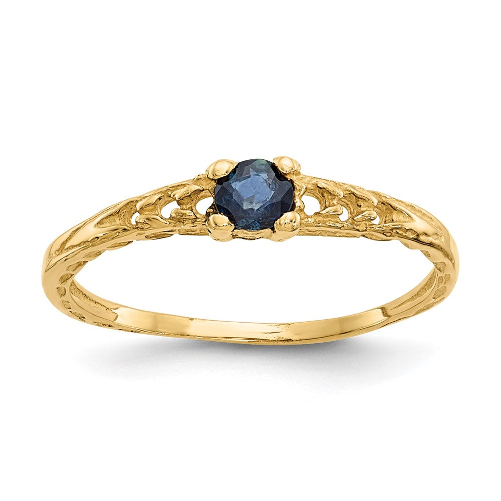 14k Madi K 3mm Sapphire Birthstone Size 3 Baby / Childrens Ring, 0.19 ct