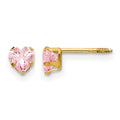 14k Madi K 4mm Pink CZ Heart Childrens Post Earrings, 4 x 4 mm