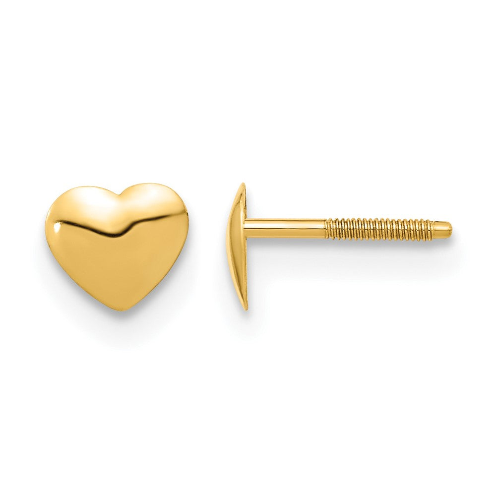 14k Madi K 6.00mm Heart Childrens Silicone Screwback Post Earrings, 5 x 6 mm