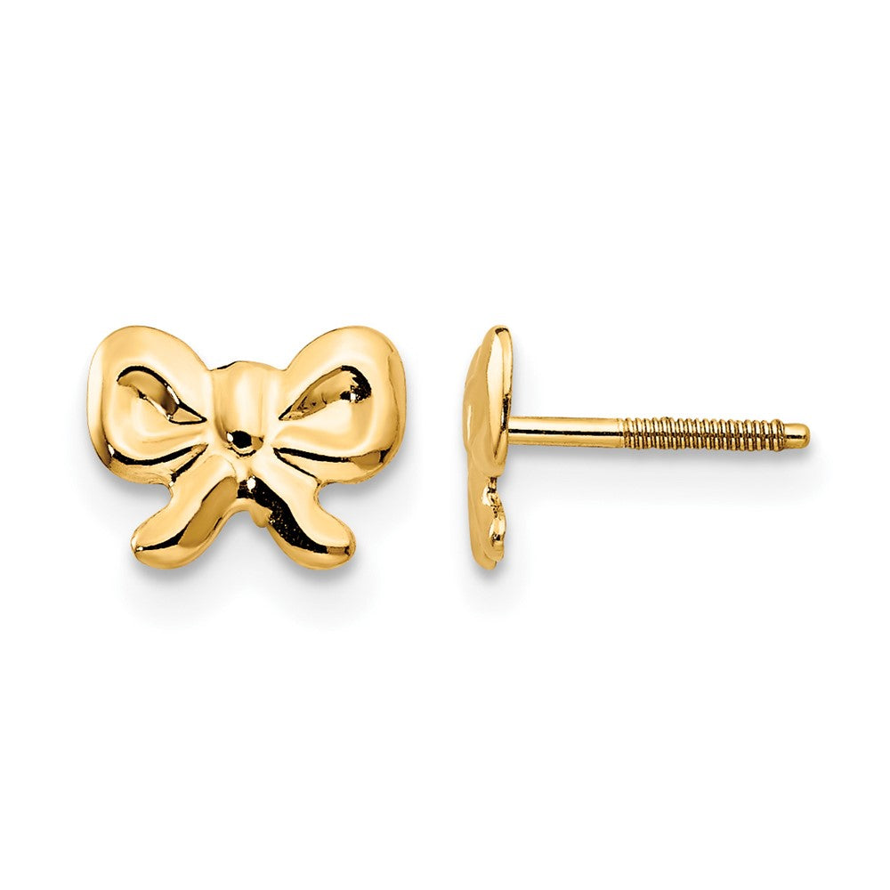 14k Madi K Bow Childrens Screwback Post Earrings, 6 x 7 mm