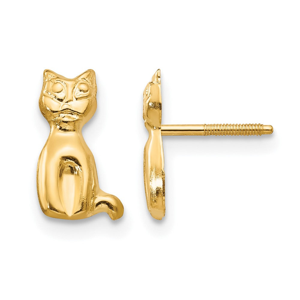 14k Madi K Cat Childrens Post Earrings, 9 x 6 mm