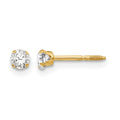 14k Madi K 3mm Round CZ Post Earrings, 3 x 3 mm