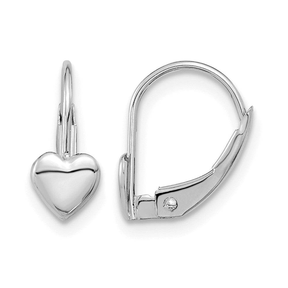 14k White Gold Madi K 5.00mm Heart Childrens Leverback Earrings, 11 x 5 mm