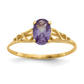 14k Madi K 6x4mm Oval Synthetic Alexandrite Birthstone Size 5 Ring