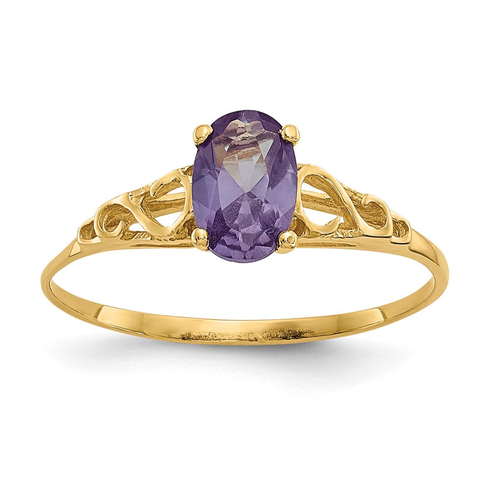 14k Madi K 6x4mm Oval Synthetic Alexandrite Birthstone Size 5 Ring
