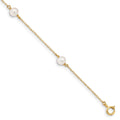 14k Madi K 5-6mm White Near-Round Freshwater Cultured Pearl 3-Station 6 inch Bracelet, 6 mm