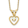 14k Madi K 3mm Opal Heart 15 inch Necklace, 15 mm