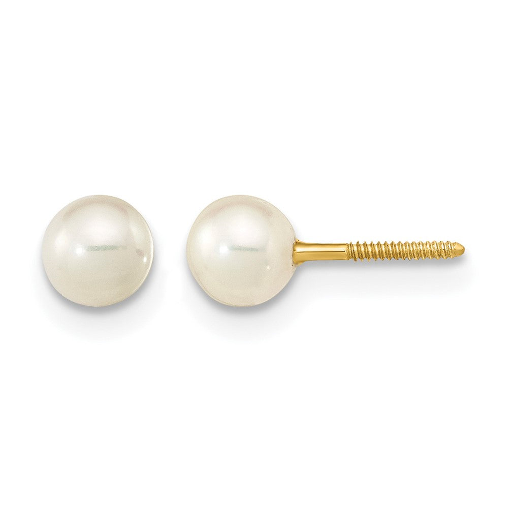 14k Madi K 4-5mm White Near-Round Freshwater Cultured Pearl Screwback Post Earrings