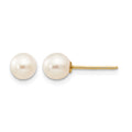 14k Madi K 5-6mm White Near Round Freshwater Cultured Pearl Post Earrings, 5 x 5 mm