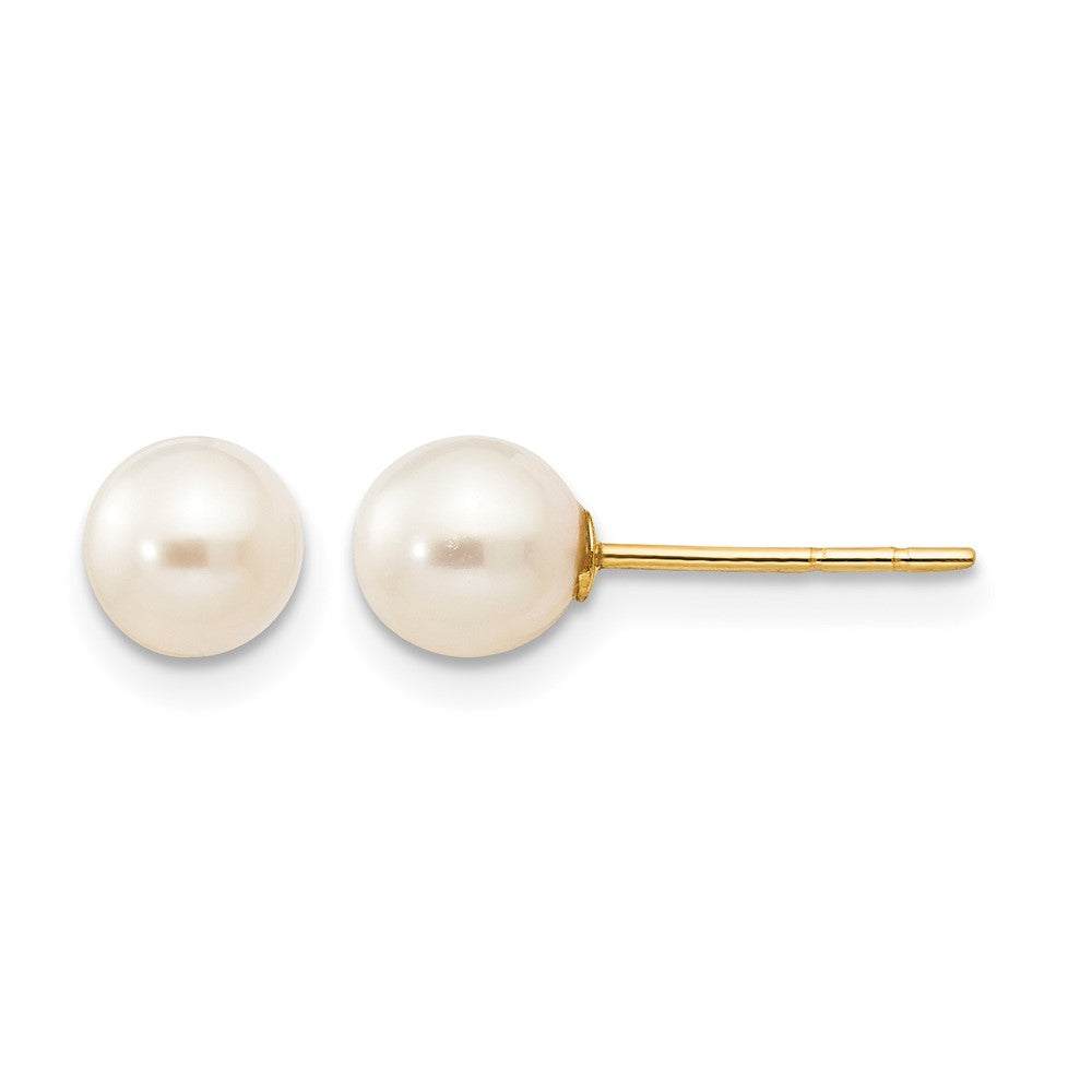 14k Madi K 5-6mm White Near Round Freshwater Cultured Pearl Post Earrings, 5 x 5 mm