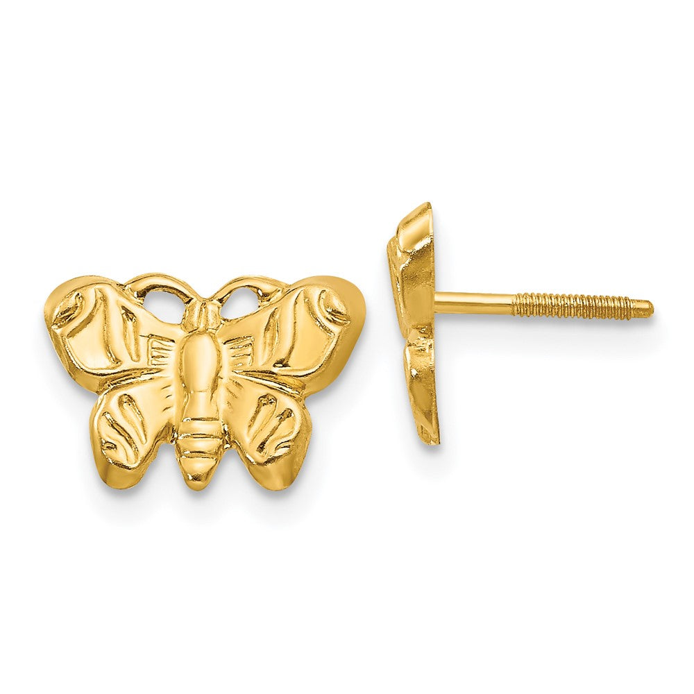 14k Madi K Butterfly Childrens Screwback Post Earrings, 8 x 11 mm