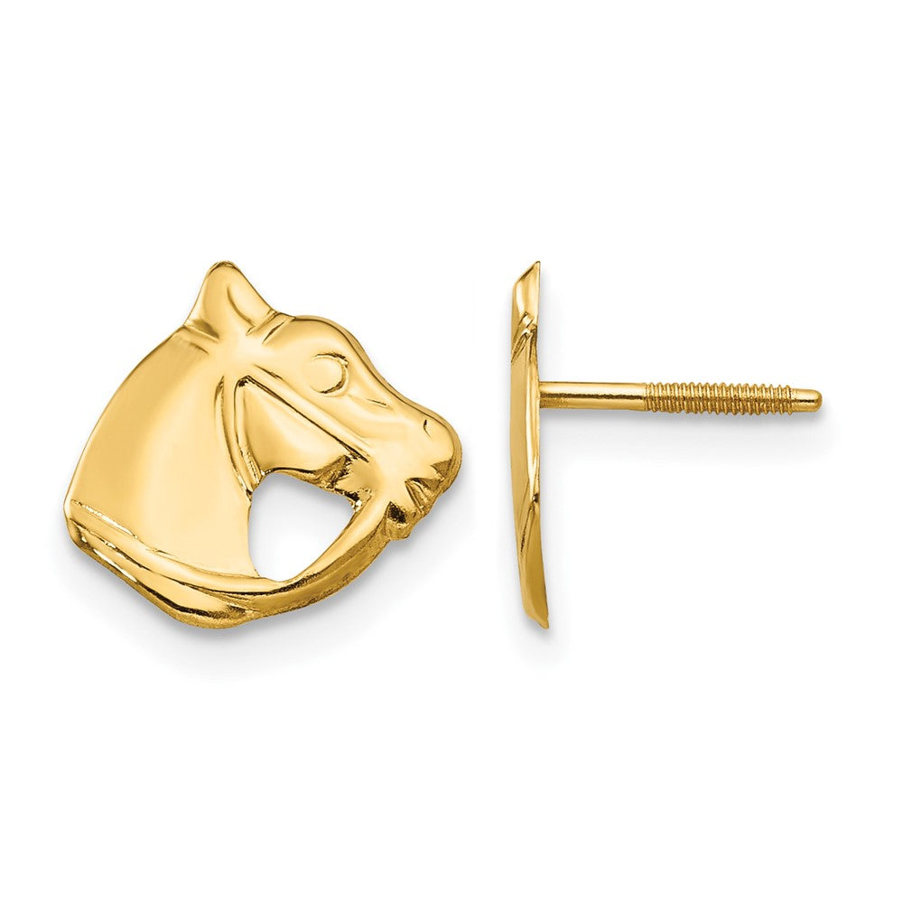14k Madi K Horse Head Childrens Screwback Post Earrings, 8 x 10 mm