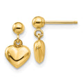14k Madi K Puffed Heart Childrens Post Dangle Earrings, 11 x 6 mm