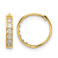 14k Madi K CZ 2x11mm Hinged Hoop Earrings, 11.4 x 11.4 mm