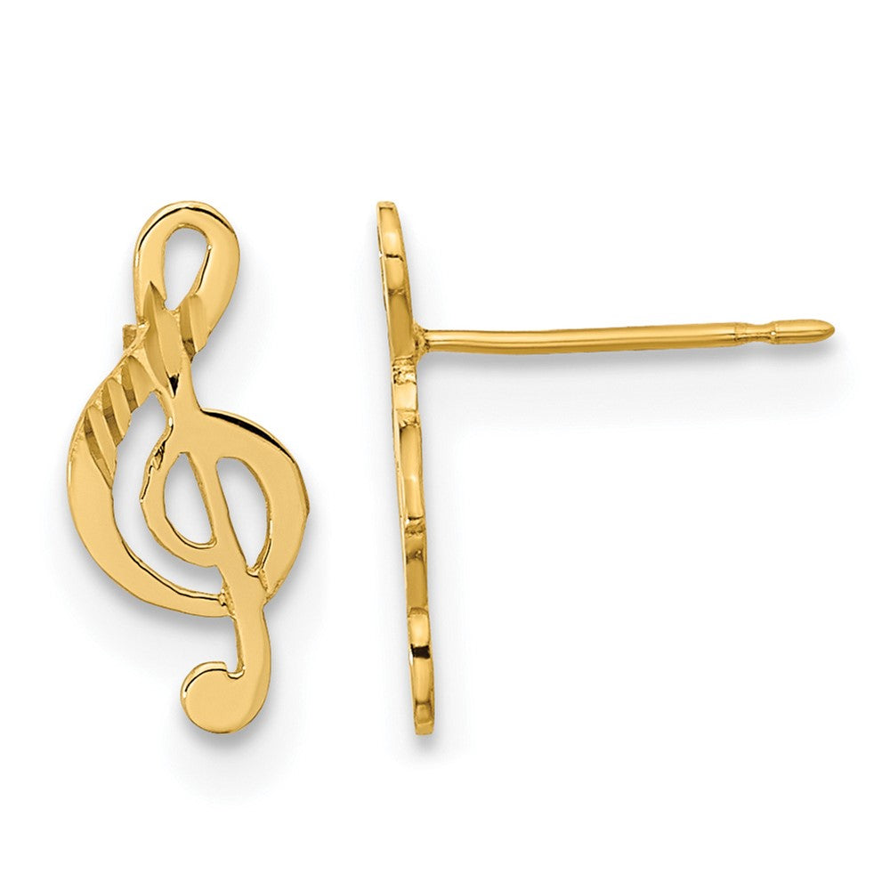 14k Madi K Polished Musical Treble Clef Childrens Post Earrings, 10 x 5 mm