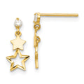 14k Madi K CZ Polished Star Childrens Post Dangle Earrings, 15 x 6 mm