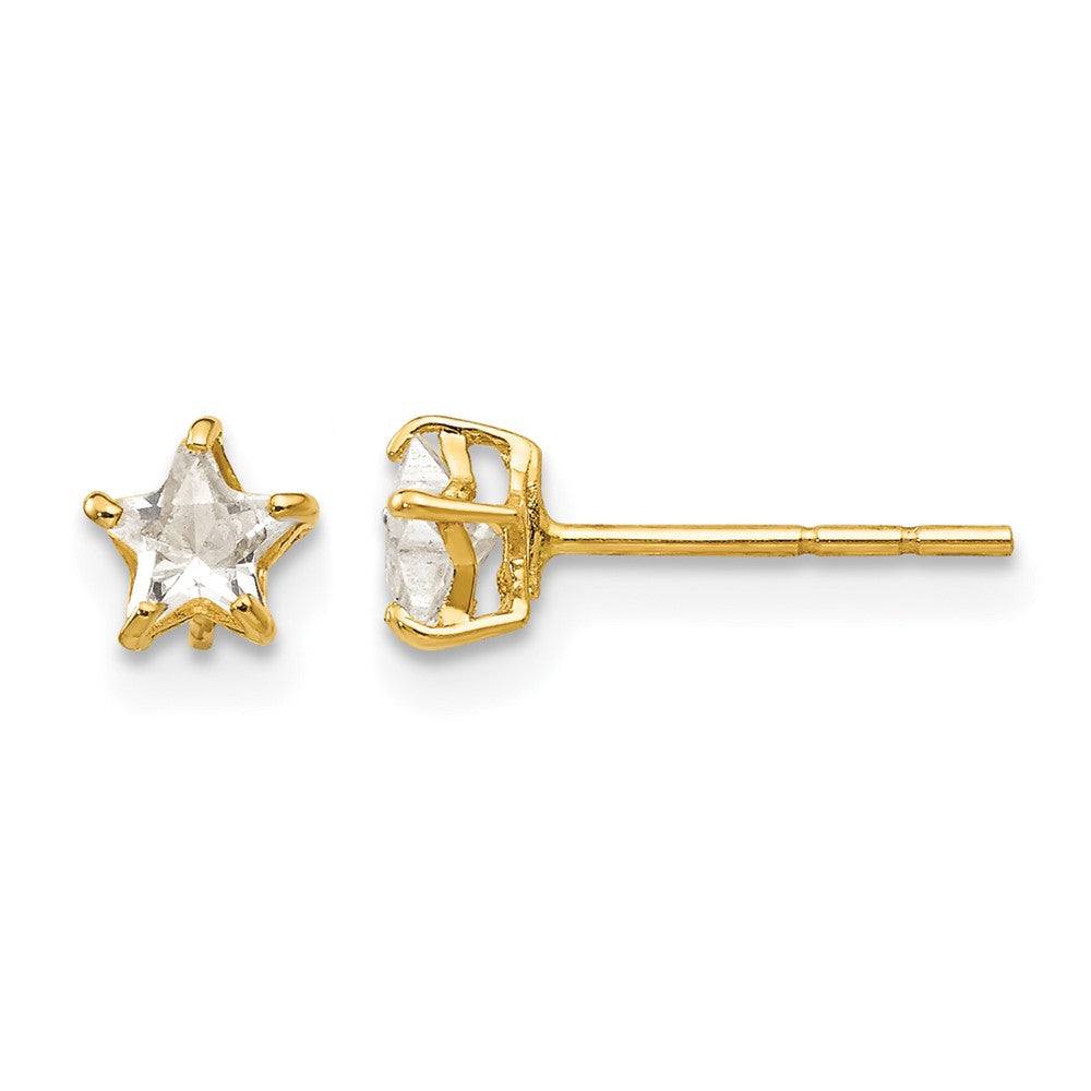 14k Madi K CZ 4mm Star Childrens Post Earrings, 5 x 5 mm