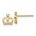 14k Madi K CZ Crown Childrens Post Earrings, 7 x 6 mm