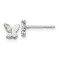 14k White Gold Madi K CZ Butterfly Childrens Post Earrings, 7 x 7 mm