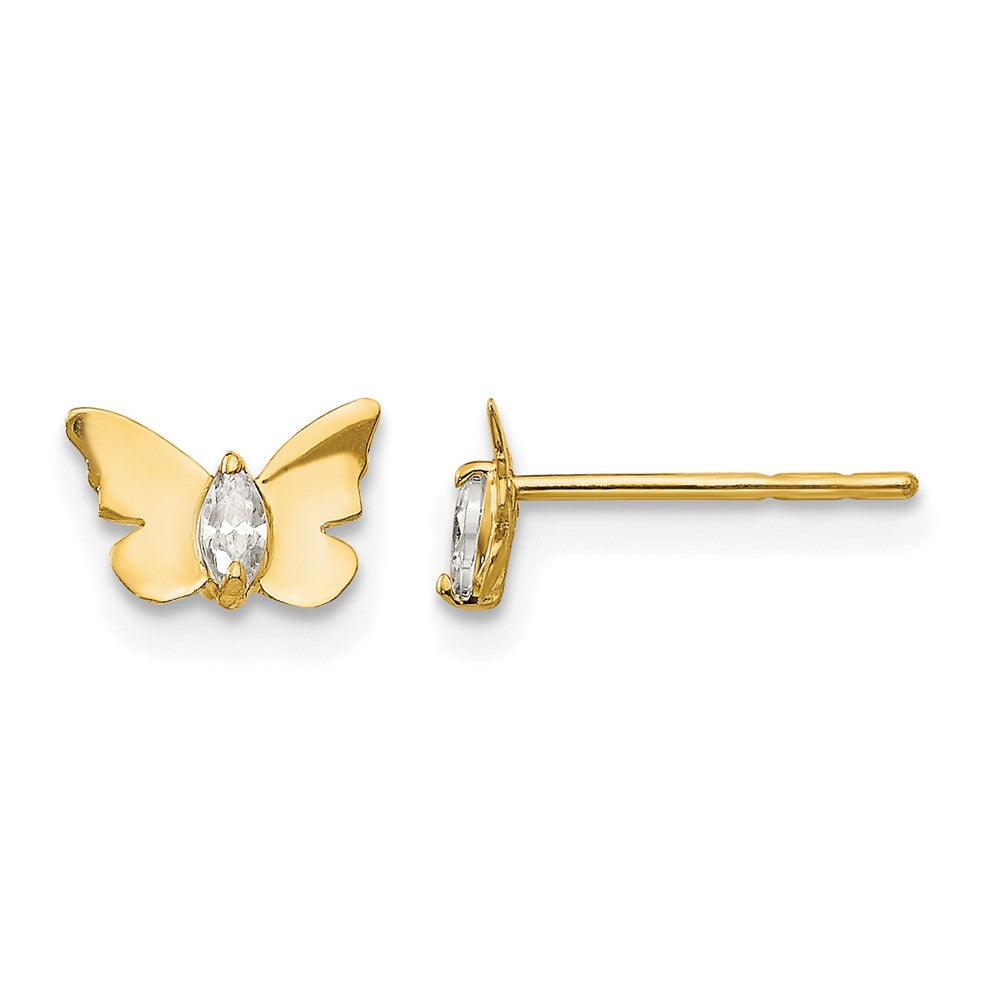14k Madi K CZ Butterfly Childrens Post Earrings, 5 x 7 mm
