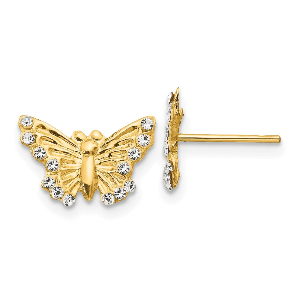 14k Madi K CZ Butterfly Childrens Post Earrings, 8 x 13 mm