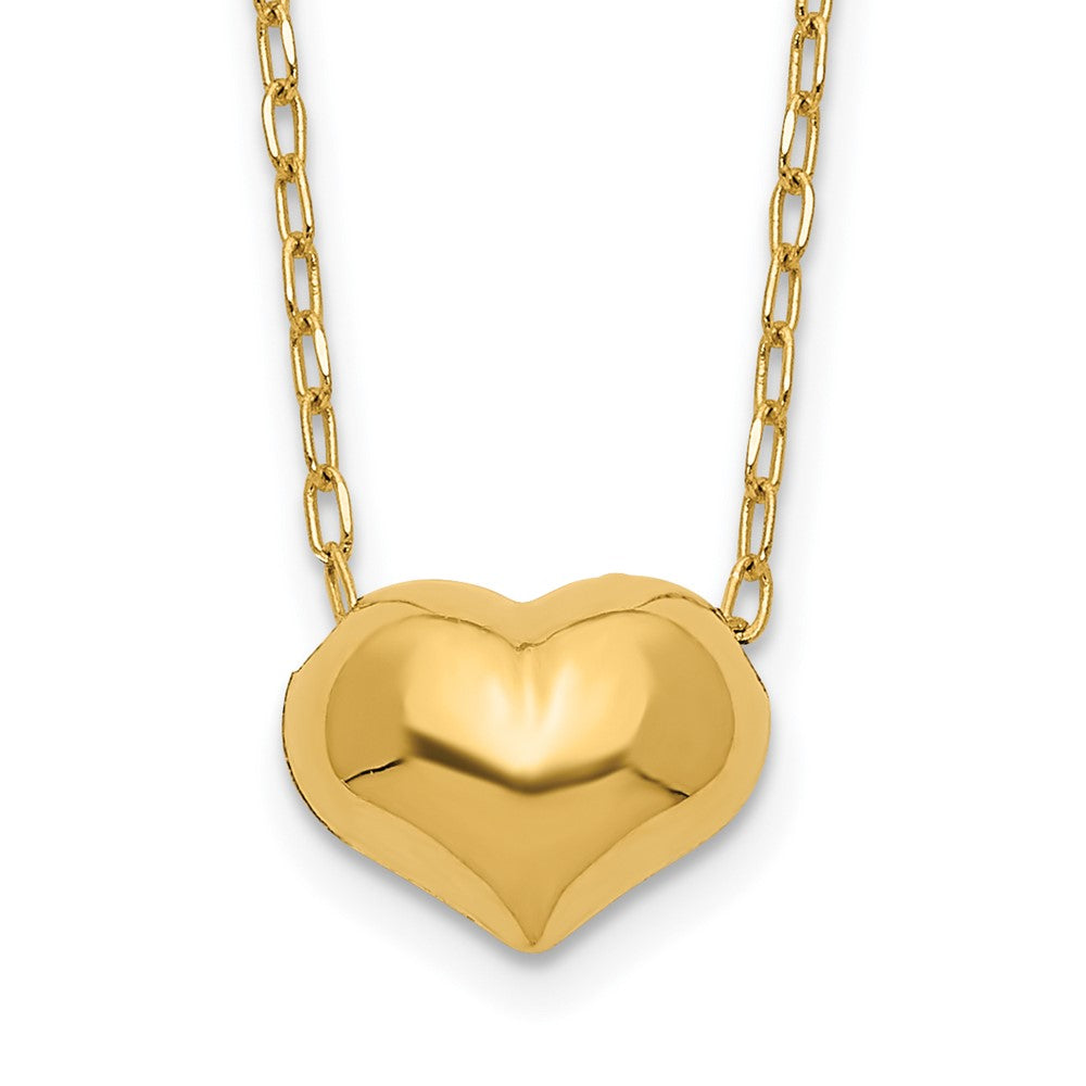 14k Madi K Small Hollow Heart 17 inch with 1 inch extender Necklace, 17 mm