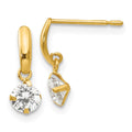 14k Madi K CZ Dangle Post Earrings, 11 x 4 mm