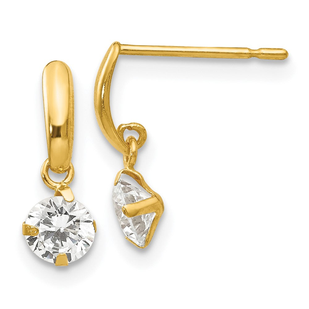 14k Madi K CZ Dangle Post Earrings, 11 x 4 mm
