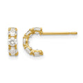 14k Madi K CZ Five Stone J-Hoop Childrens Post Earrings, 9 x 3 mm