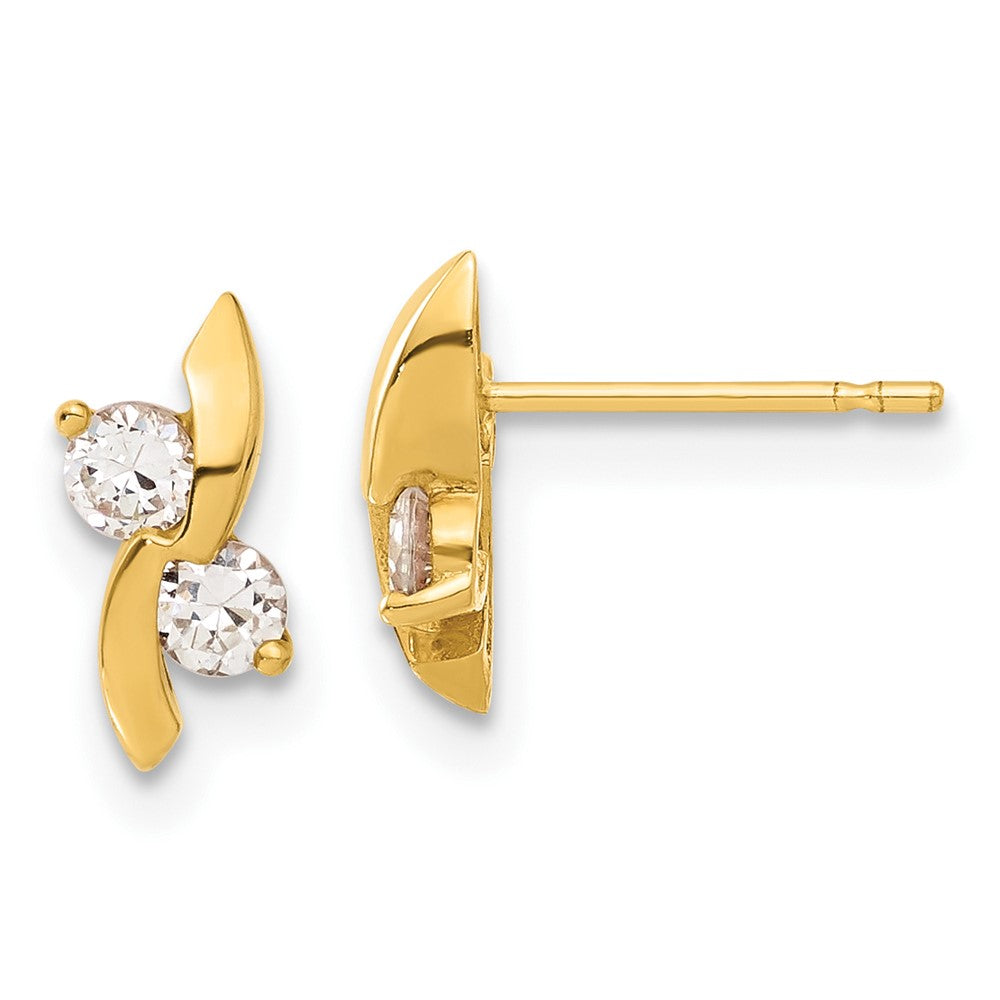 14k Madi K CZ Children's Post Earrings, 10 x 5 mm