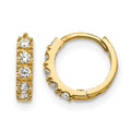 14k Madi K CZ 3x9mm Childrens Hinged Hoop Earrings, 9 x 3 mm