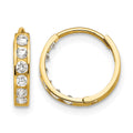 14k Madi K CZ 3x12mm Childrens Hinged Hoop Earrings, 12 x 3 mm
