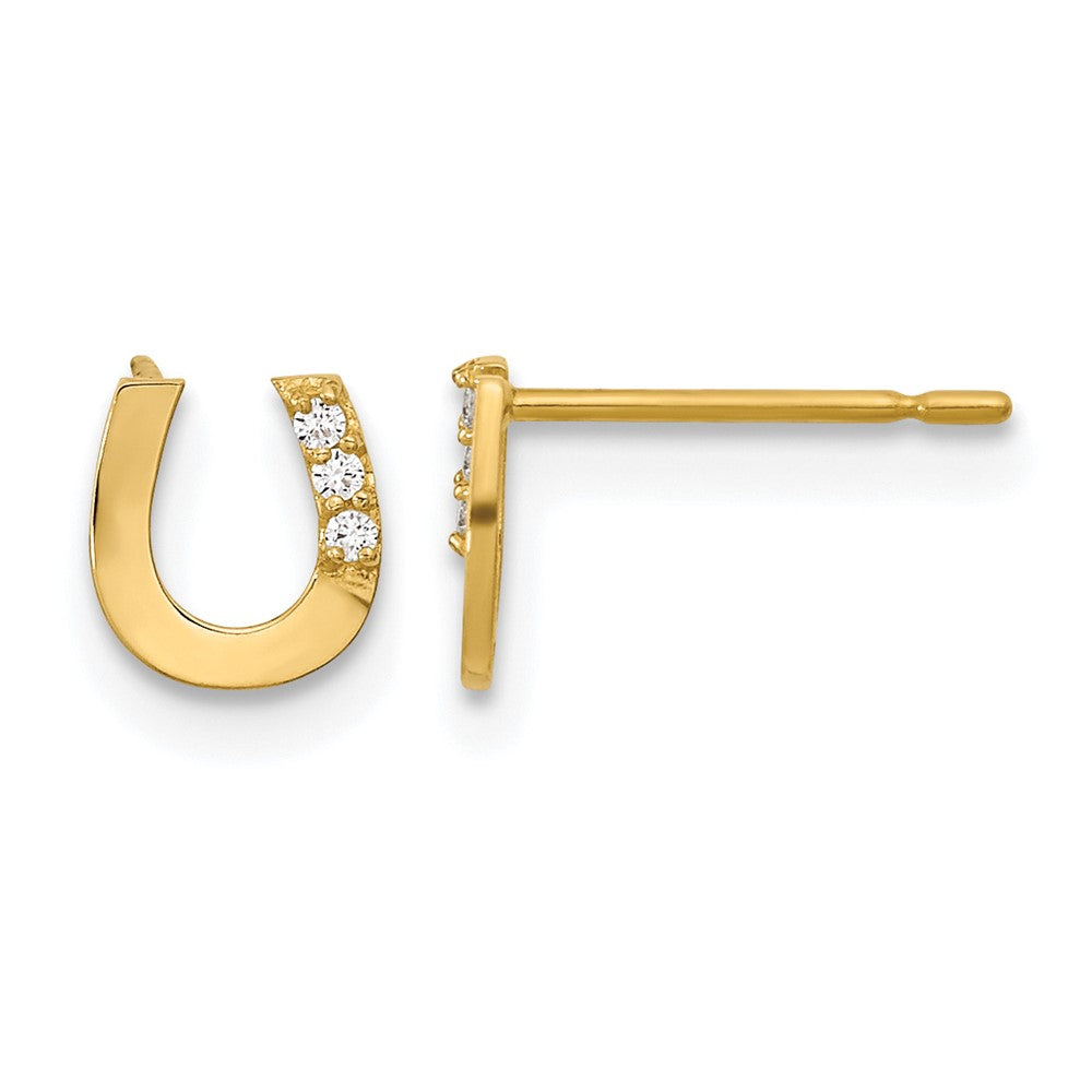 14k Madi K CZ Horseshoe Childrens Post Earrings, 6 x 6 mm