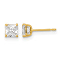 14k Madi K 4mm Square CZ Basket-Set Stud Earrings, 4 x 4 mm