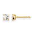 14k Madi K 3mm Square CZ Basket-Set Stud Earrings, 3 x 3 mm