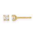 14k Madi K 2.5mm Square CZ Basket-Set Stud Earrings, 2.5 x 2.5 mm