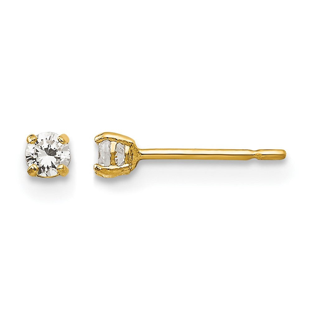 14k Madi K 2.5mm Round CZ Basket-Set Stud Earrings, 2.5 x 2.5 mm