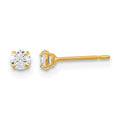 14k Madi K 3mm Round CZ Basket-Set Stud Earrings, 3 x 3 mm