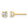 14k Madi K 4mm Round CZ Basket-Set Stud Earrings, 4 x 4 mm
