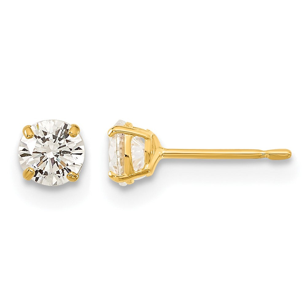 14k Madi K 4mm Round CZ Basket-Set Stud Earrings, 4 x 4 mm
