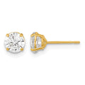14k Madi K 5mm Round CZ Basket-Set Stud Earrings, 5 x 5 mm