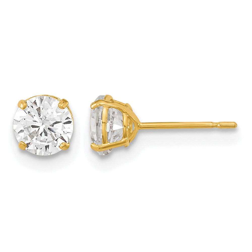 14k Madi K 5mm Round CZ Basket-Set Stud Earrings, 5 x 5 mm