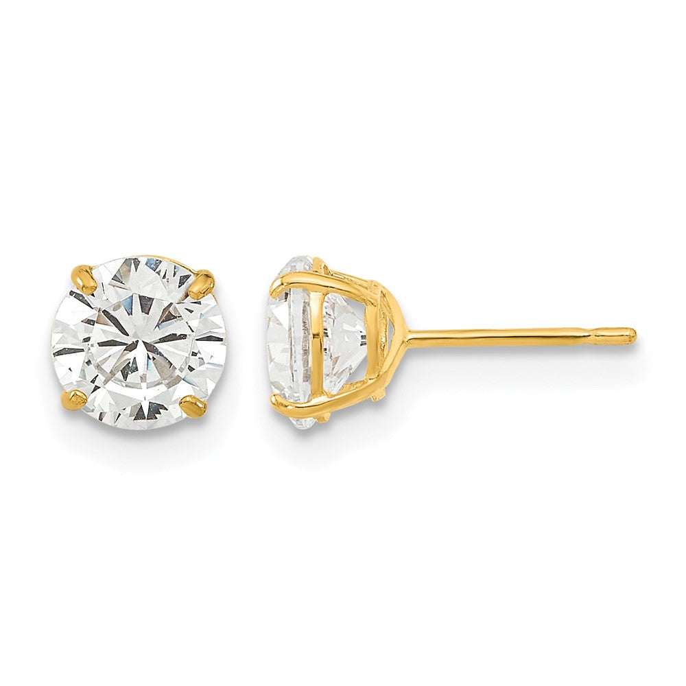 14k Madi K 6mm Round CZ Basket-Set Stud Earrings, 6 x 6 mm