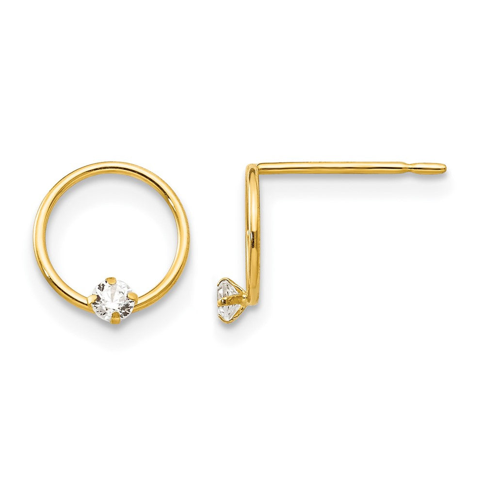 14k Madi K CZ Circle Childrens Post Earrings, 8 x 8 mm