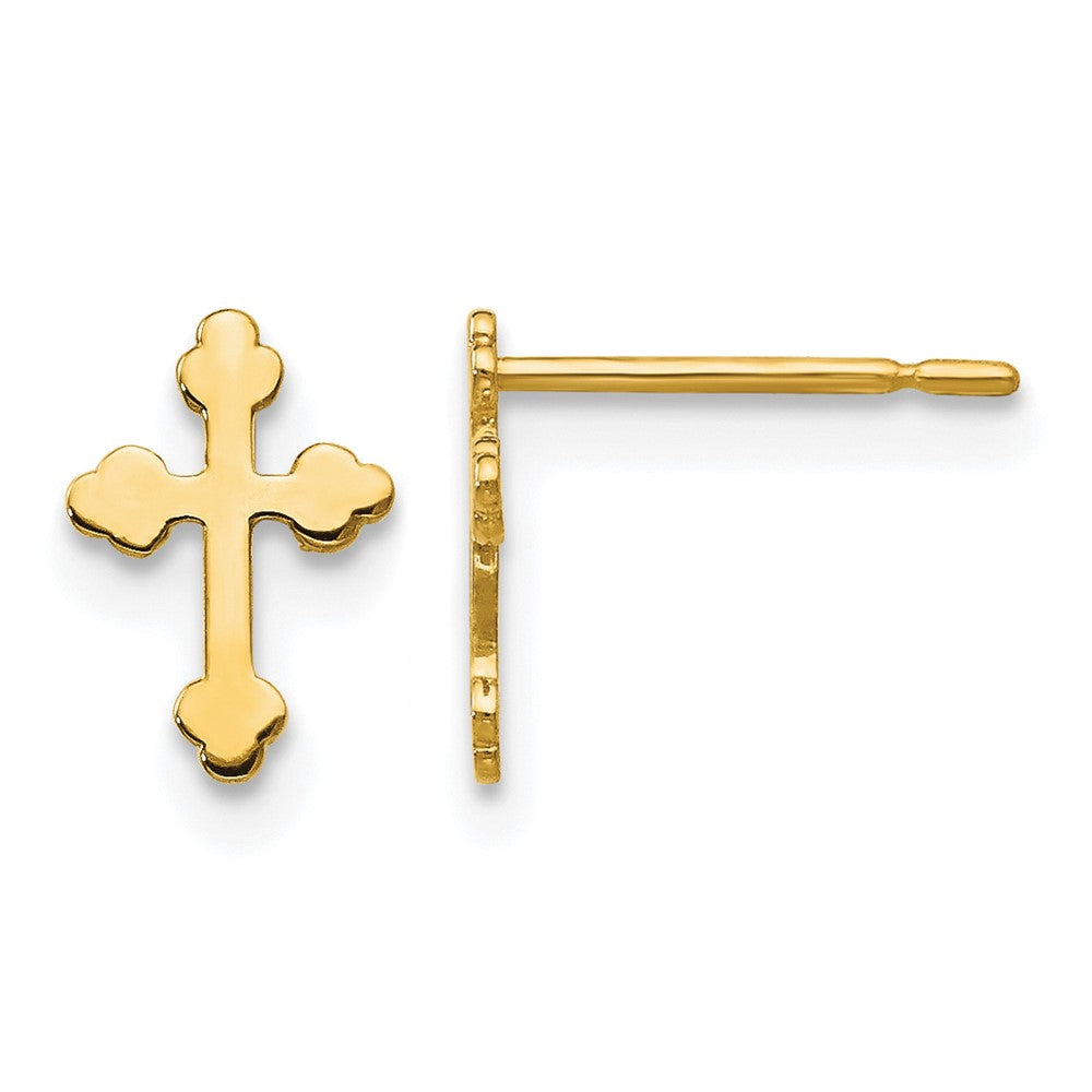 14k Madi K Cross Childrens Post Earrings, 8 x 6 mm