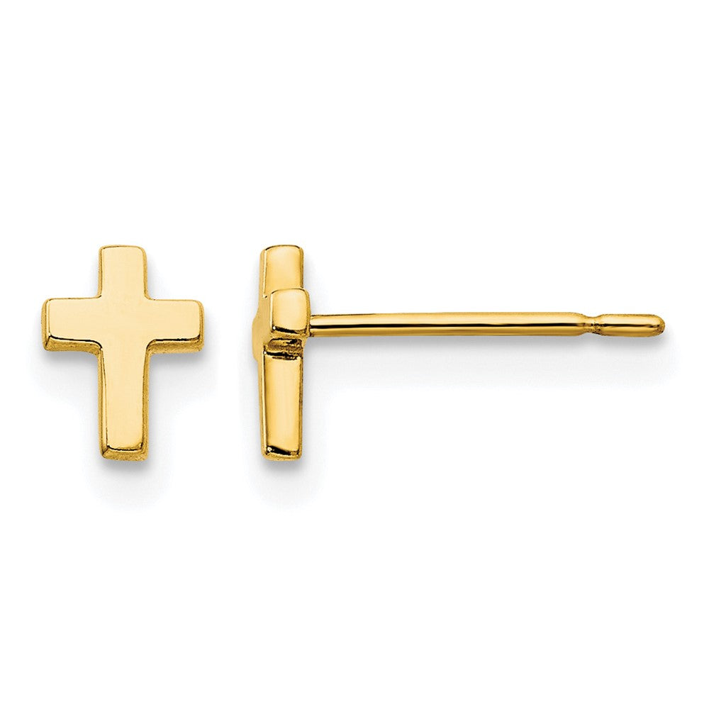 14k Madi K Tiny Cross Childrens Post Earrings, 6 x 4 mm