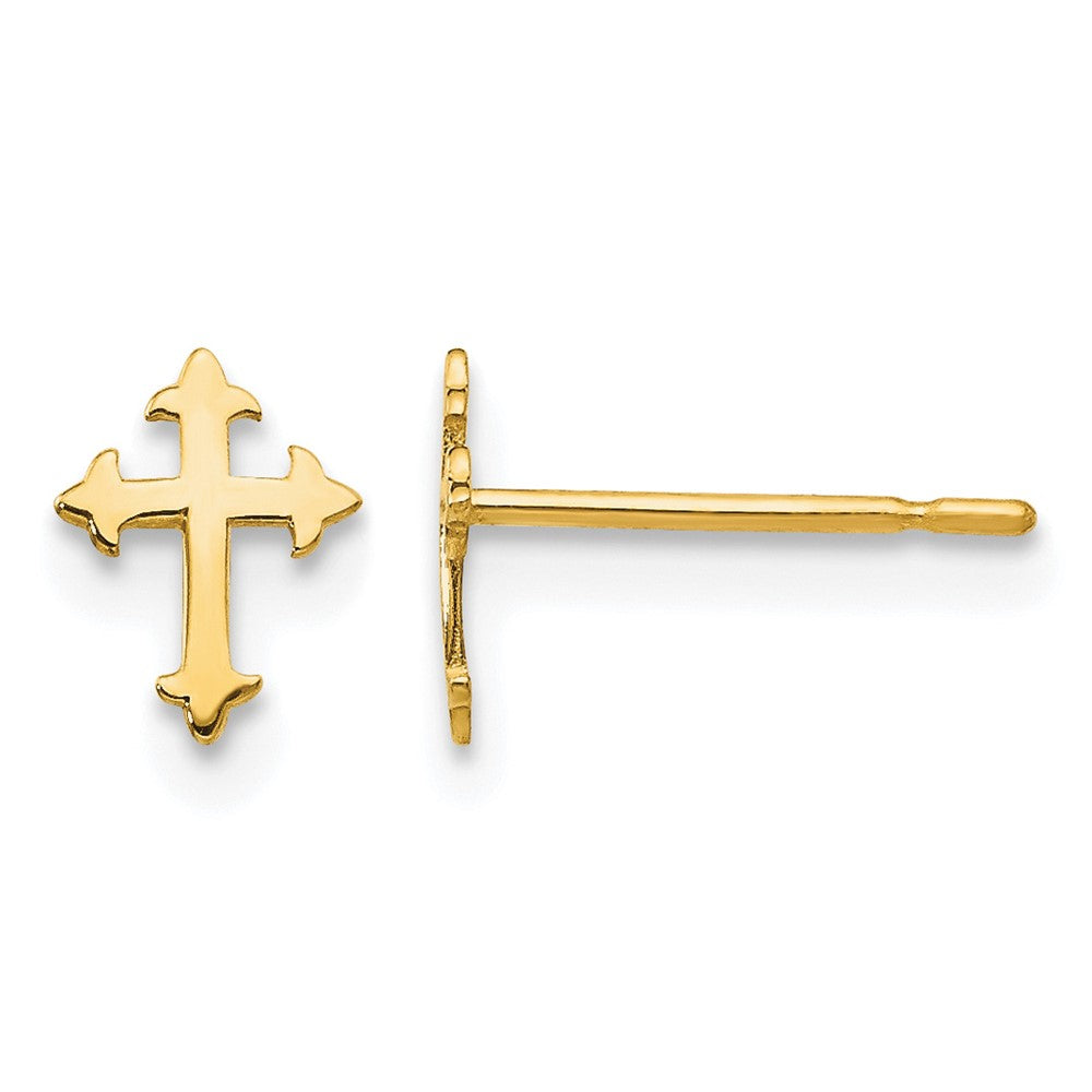 14k Madi K Cross Childrens Post Earrings, 6 x 5 mm