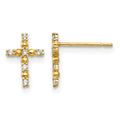 14k Madi K CZ Cross Childrens Post Earrings, 10 x 7 mm