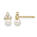 14k Madi K White Freshwater Cultured Pearl and CZ Post Earrings, 8 x 5 mm