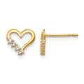 14k Madi K CZ Heart Childrens Post Earrings, 7 x 8 mm, 0.31 g